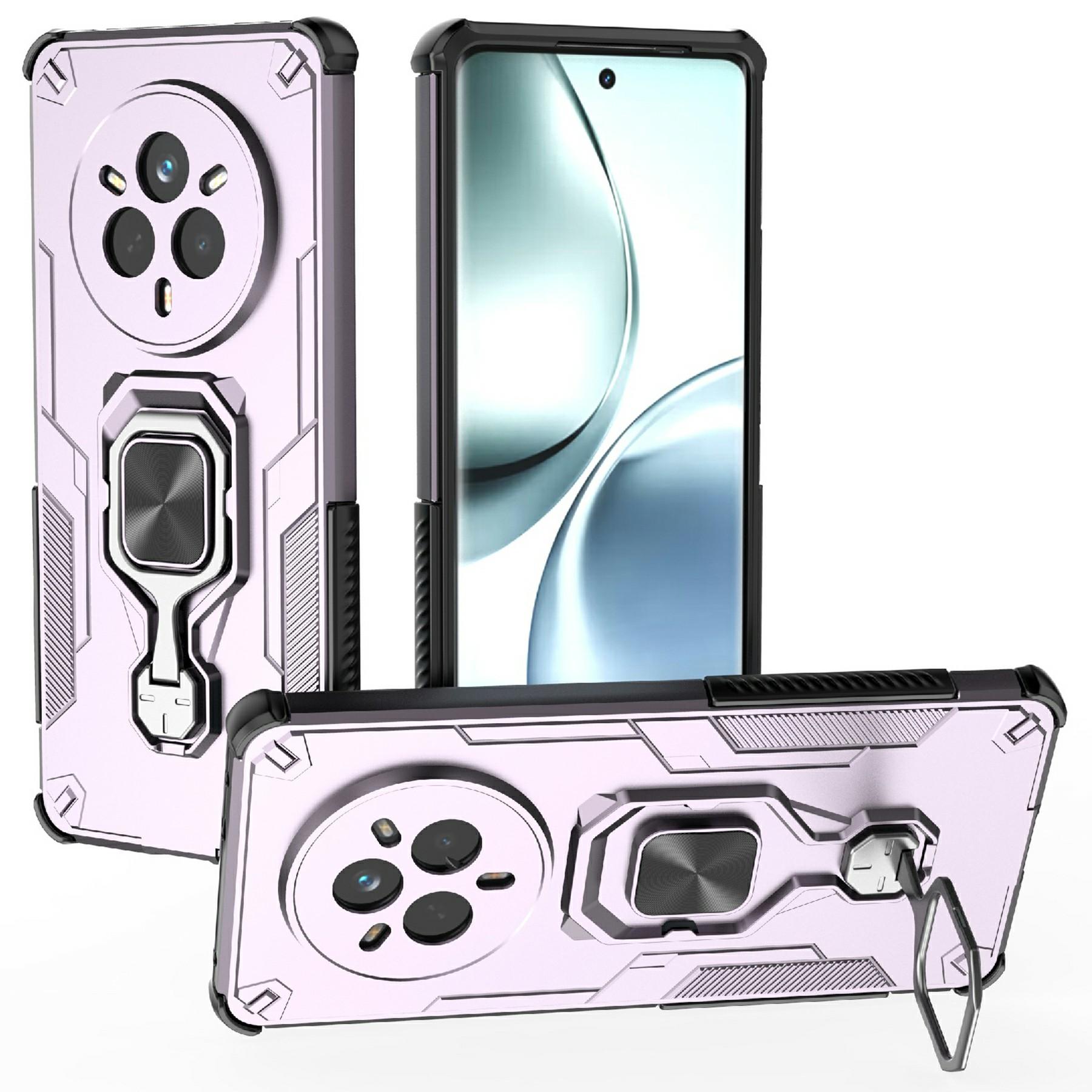 

For Realme 14 Pro 5G Case Rotatable Ring Kickstand PC+TPU Shockproof Phone Cover Purple