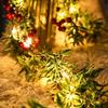 Red Berry Christmas Red Berry Light String Battery Powered Snowflakes LED Green Leaf String Lights Simulation Plants DIY