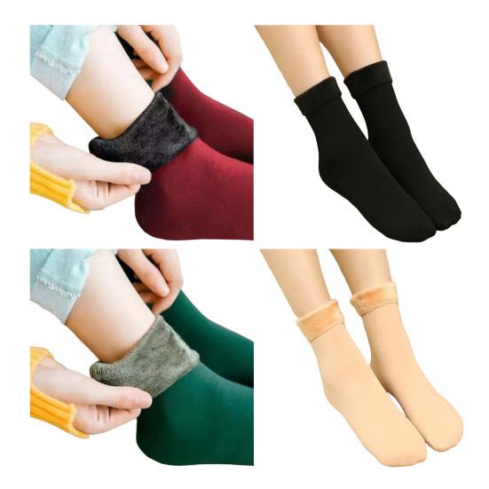 Women's Opaque Fleece Lined Crew Socks Winter Thick Velvet Warm Socks Soft Plush Ski Boots Floor Slippers for Snow And Cold Weather