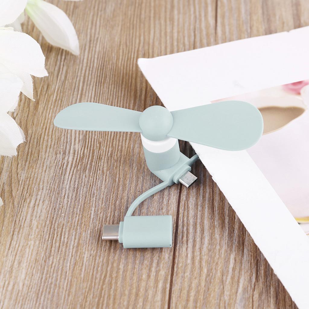 Universal Cellphone Type C Micro USB OTG Mini Fan Cooler Mute Fan for Mobile Phone Tablet Type C Powerbank Charger