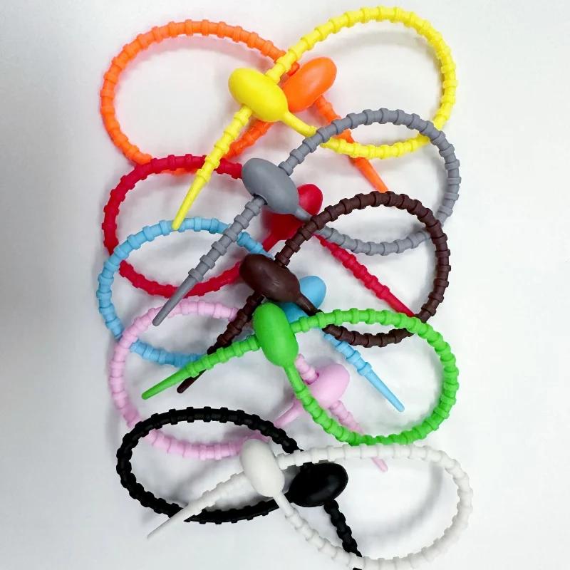 10 Stück/Set Weiche Gummi Kabelaufwickler für Kopfhörer Lade-Datenkabel Klettband-Clips DIY Kabelhalter Kabelorganisator Management