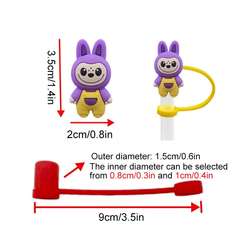 1PC Doll Straw Cap 8-10mm Bottle Accessories Cute Silicone Reusable Straw Cover Dustproof