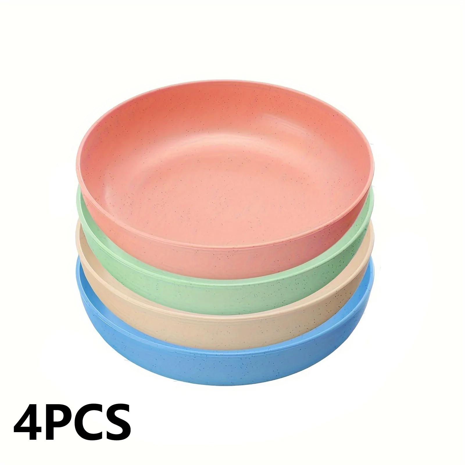 

4pcs Cat Bowls 13.97 Cm Wide Shallow Pet Food & Water Dishes Plastic Non-Slip Colorful Feeding Plates for Small Cats Kittens 5.5inch