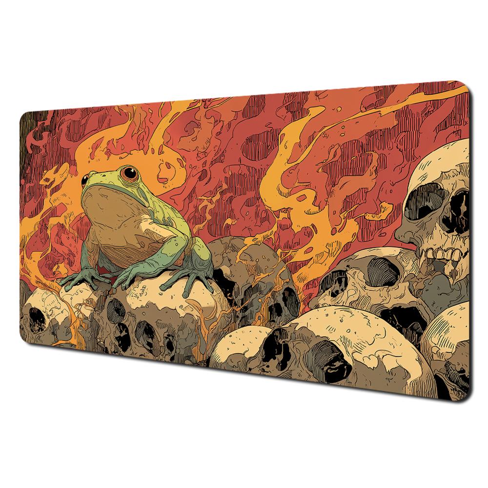 Dark Fantasy Frog Skulls Pink Leaves Gaming Mouse Pad Large Extended Desk Mat Smooth NonSlip Base for Gamer