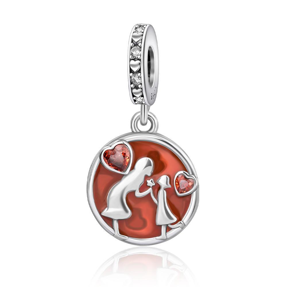 Copper Red Color Series Heart Shape Charms Beads Fit Original Bracelets Lucky Beads For Jewelry Making Diy