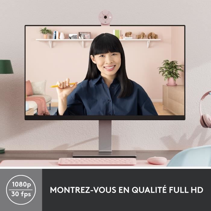 Webcam - full hd 1080p - logitech - brio 300 - microphone intégré - rose