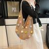 Women Flower Knitted Shoulder Bag  Handbag Lightweight Crochet Tote Bag Casual Top Handle Bag Outdoor Travel Bag