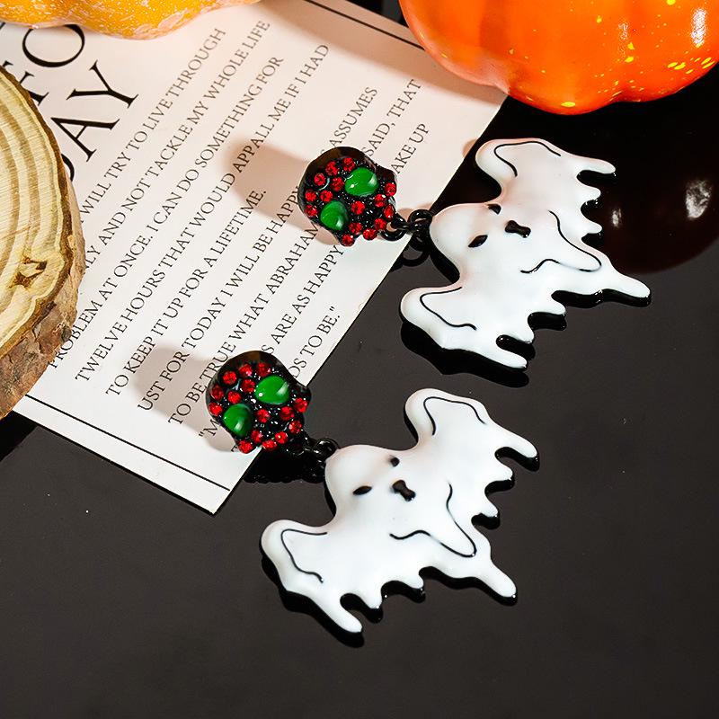 Halloween Cartoon Earrings: Pumpkin, Ghost & Bat Dangles for Women