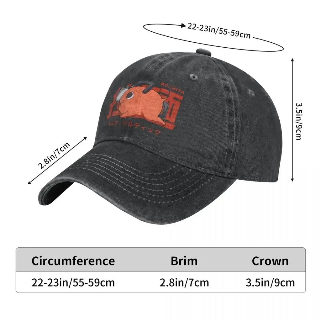 Pure Color Cowboy Hats Pochita RaUnisex Women's Hat Sun Visor Baseball Caps Chainsaw Unisex Anime Peaked Trucker Dad Hat