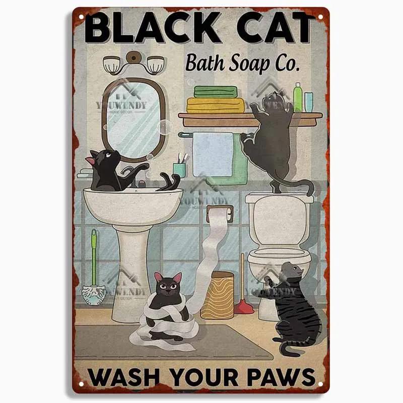 Retro Blechschild Plakette Metall Vintage Lustige Katzenkunst Poster Heimdekoration für Wohnzimmer Haustierbedarf Wanddekoration