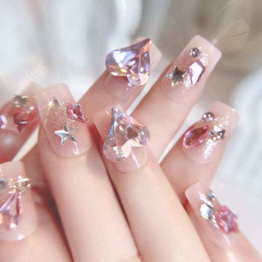 Fashion Nail Handworn Delicate Rhinestones Classic Detachable Nail Patch Style