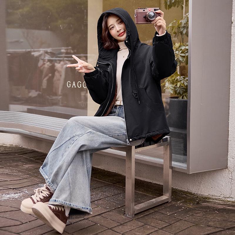 

Женская повседневная зимняя куртка большого размера с флисовой подкладкой, рабочая одежда - маленькое хлопковое пальто XXXL (suggested for 141-160 jin) чёрный