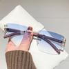 Rimless Diamond Square Sunglasses Women Men Luxury Designer Sun Glasses Vintage Small Frame Punk Shades UV400