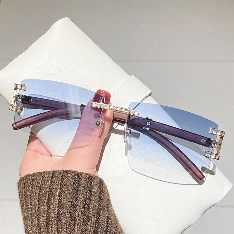 Rimless Diamond Square Sunglasses Women Men Luxury Designer Sun Glasses Vintage Small Frame Punk Shades UV400