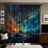 2 Pieces of HD Scenery Under the Stars Decorative Curtain Black Tie Digital Printed Curtain Home Decoration Style Decoration Liv
