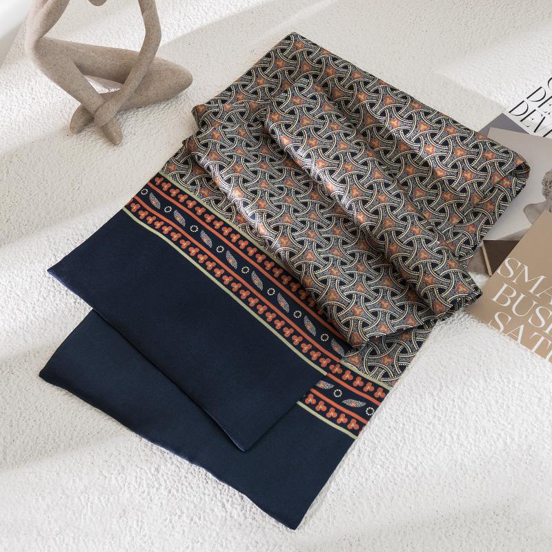 Men's Business Scarf 100% Mulberry Silk Silk Scarf British Style Pattern Fashion Commuter Versatile Scarf Wholesale