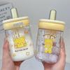 Cartoon Cute Bear Straw Water Cup for Girls - Large Capacity, Trendy Design