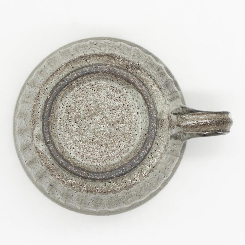 Marui Seito Shigaraki Ware Hechimon Soup Cup, 350ml Capacity, Silver Gray Carving, Gray, MR-3-4415