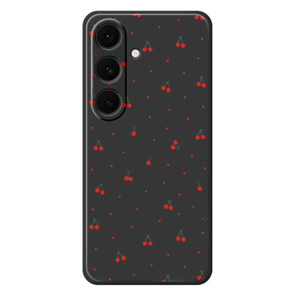 For Samsung Galaxy S24 FE Case Red Cherry Pattern Printing Straight Edge TPU Phone Back Cover