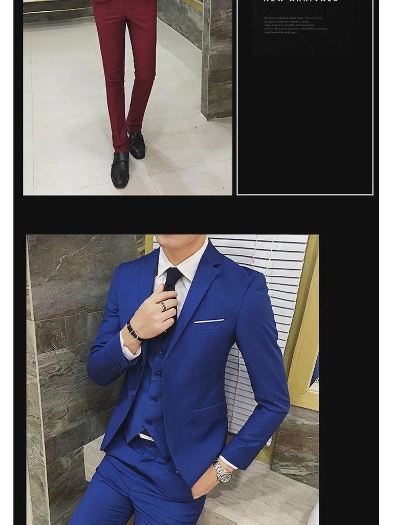 חליפת שלושה חלקים לגברים בגזרה צמודה, גזרה יומיומית ורשמית - מושלמת לחתונות, שושבינים ולאנשי מקצוע