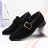 Men Loafers Suede Leather Slip On Shoes Comfortable Breathable Driving Shoes Square Toe Wear -Resistant Peas Shoes Big Size