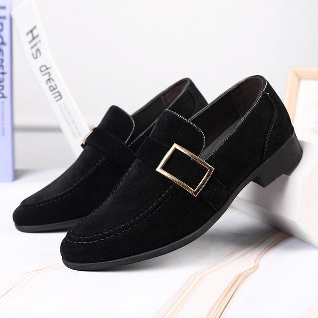 Men Loafers Suede Leather Slip On Shoes Comfortable Breathable Driving Shoes Square Toe Wear -Resistant Peas Shoes Big Size
