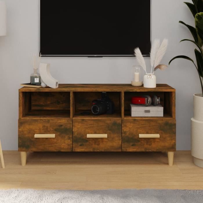 VidaXL Meuble TV Chêne fumé 102x36x50 cm Bois d'ingénierie 817495