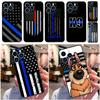 Police Thin Blue Line Flag Phone Case For iPhone 15 14 16 Pro Max 11 12 13 Pro Max Mini XR 16 15 Plus 16e Soft Cover