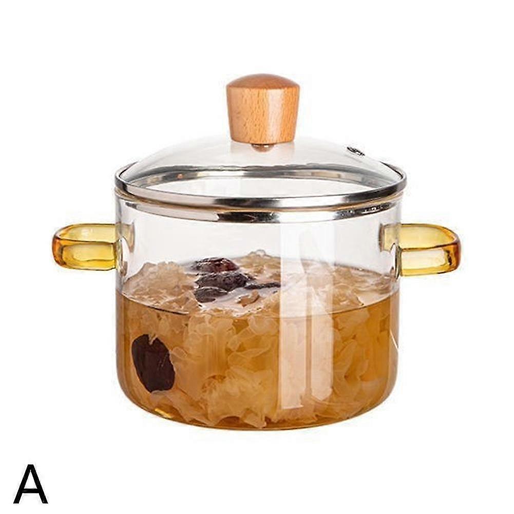 1.6L Transparent Glass Cooking Pot Thickened High Temperature Resistan