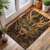 Golden Dragon Motif Rug Patterned Carpet, Non Slip Mat Suitable for Living Room and Bedroom Sofas
