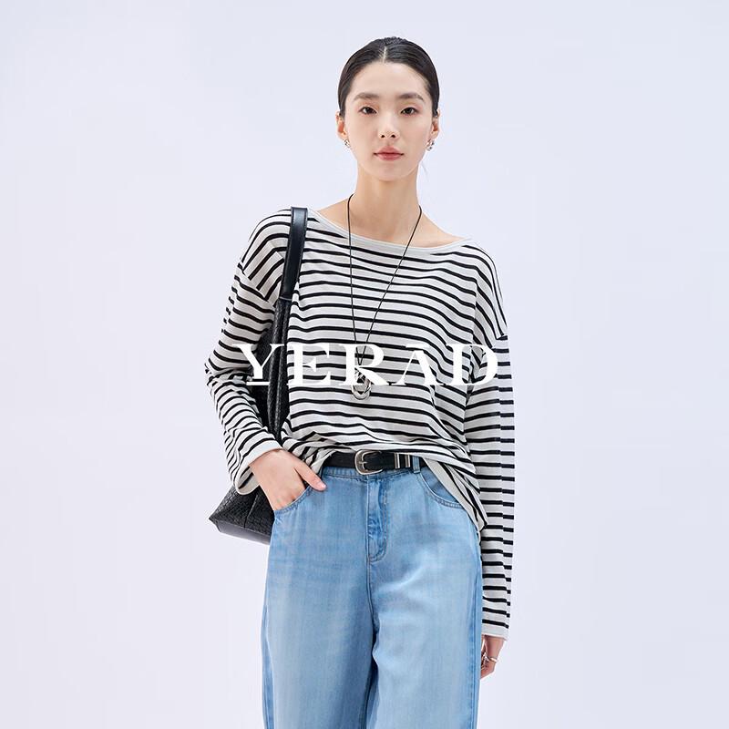 YERAD Women's V-Neck Linen-Acetate Blend Long-Sleeve Knit Top