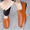 Men's Leather Casual Shoes Breathable Slip On Lazy Driving Shoes High-end Office Fashion Shoes