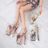 Fashion 2025 Women Fish Toe Black White Sexy Super High Heels Sandals Model T Station 26CM Stage Catwalk Sandals