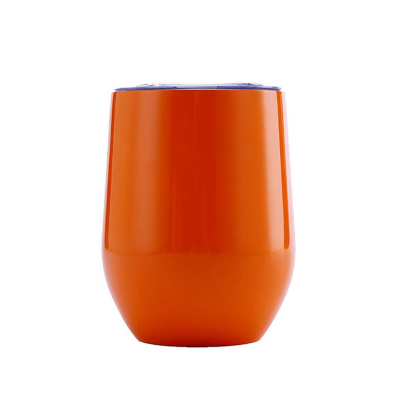 Custom 12oz Stainless Steel Double Layer Eggshell Insulated Vacuum Thermos Coffee Cup Outdoor Mini Egg Shaped Cup Mug with Lid