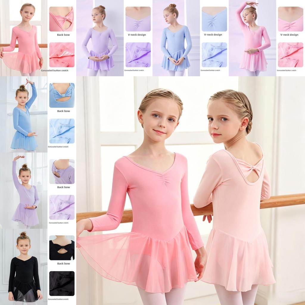 Kids Dance Costumes For Practice With Soft Cotton Fabric And Butterfly Detail