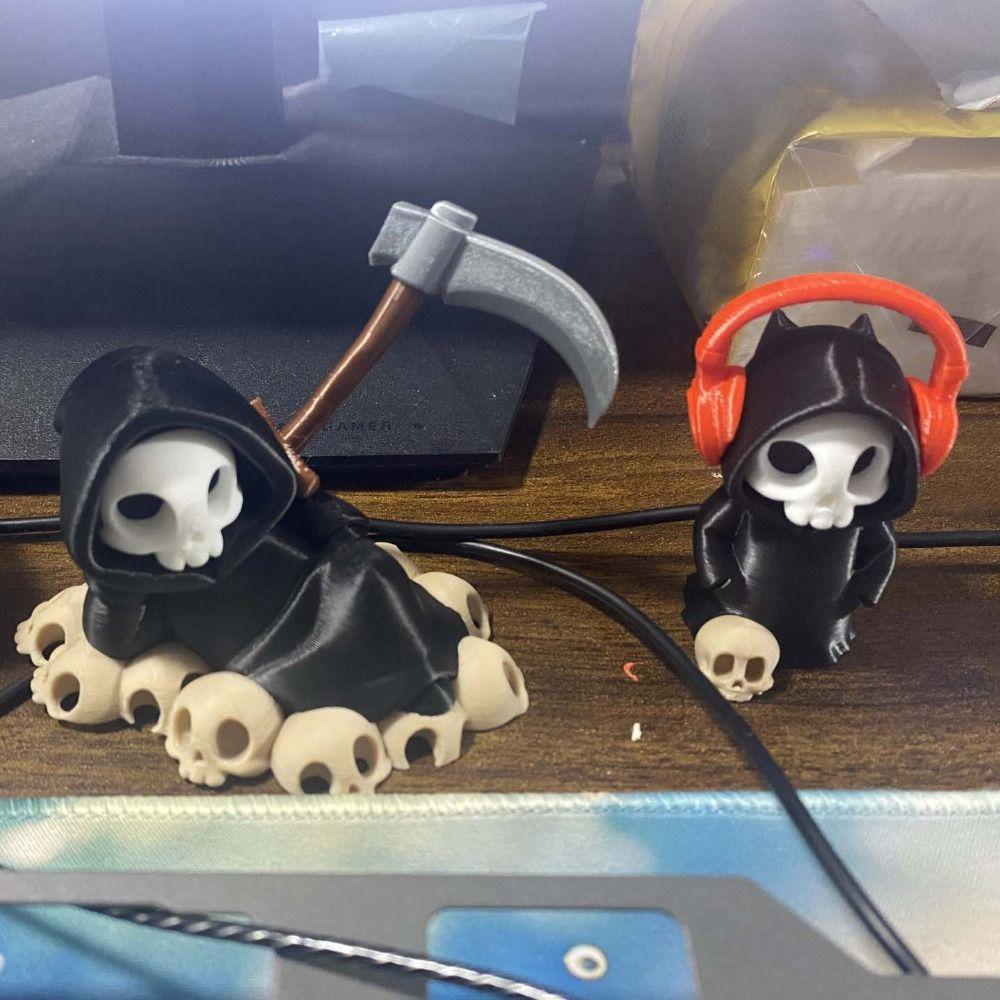 Cute Grim Reaper Toy Chibi 3D Printed Doll Spooky Car Decor Halloween Miniature Teens