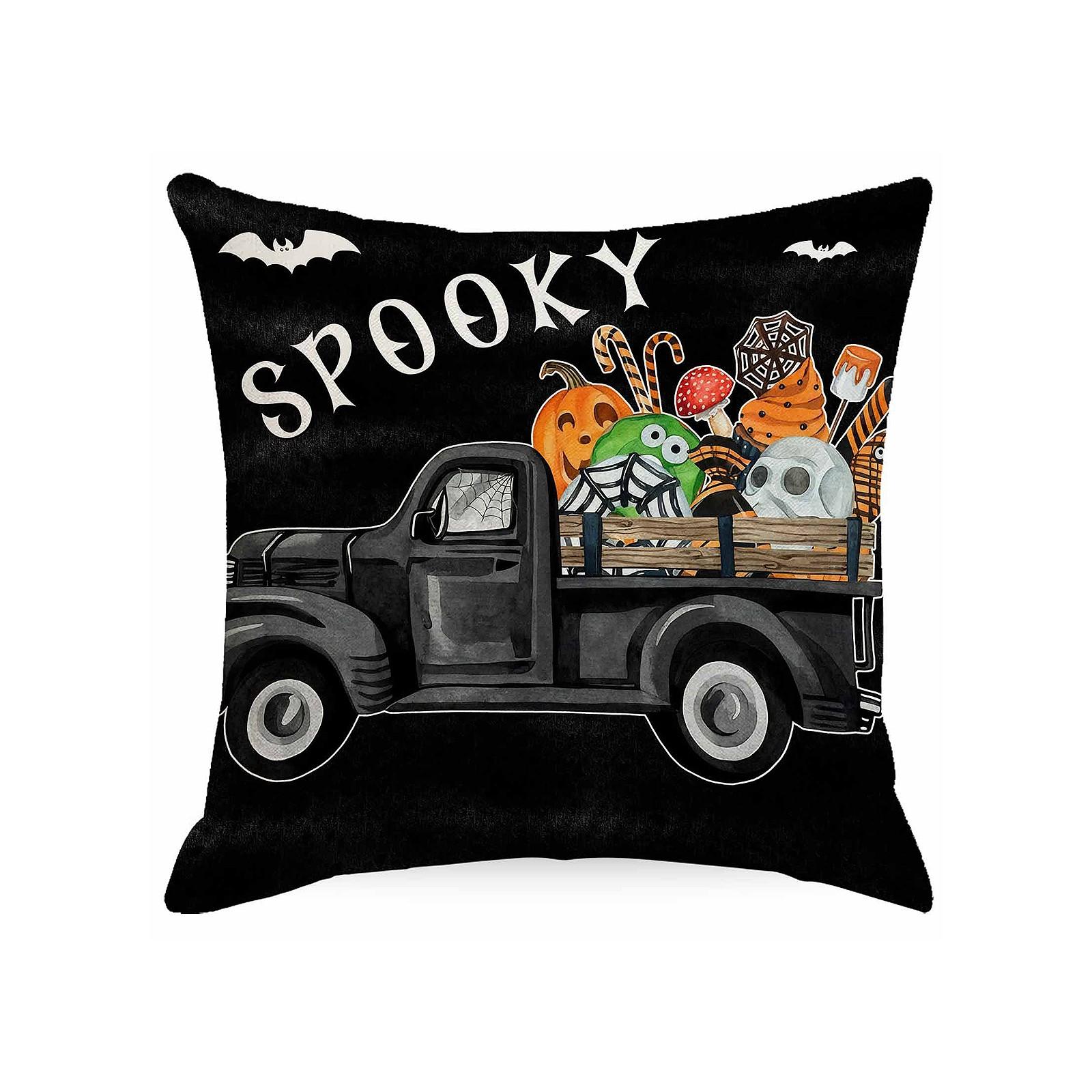Декоративная льняная наволочка на подушку на Хэллоуин с односторонним принтом (Вставка для подушки не входит в комплект) One Size