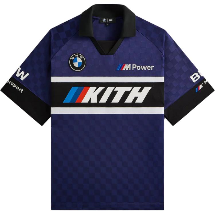 Kith X BMW Collaboration Logo Knitted Comfortable American Vintage Short Sleeve T-Shirt Men Tops Tech-Purple KHM032894-599