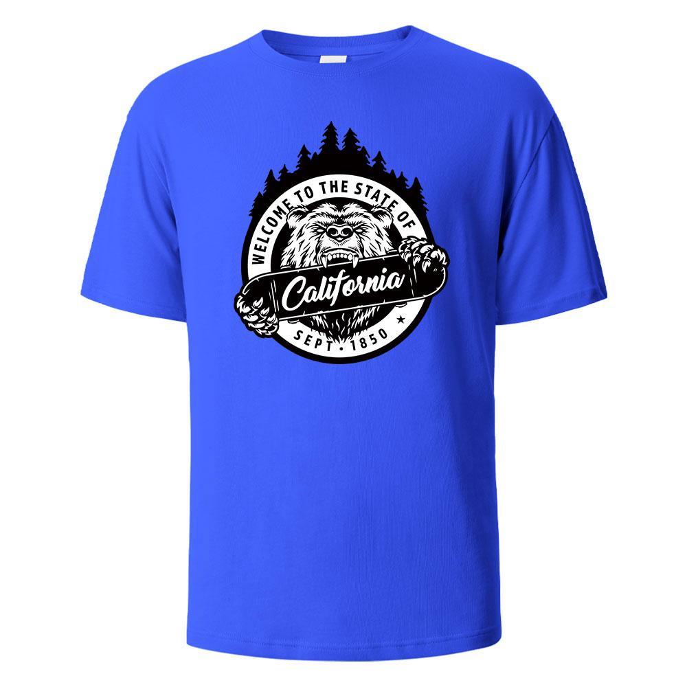 Herren T-Shirt mit Aufdruck Kalifornien 100% Baumwolle Oberteil Herren und Damen Sommer Atmungsaktiv Kurzarm Rundhals Basic T-Shirt Hoch