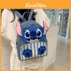 Stitch Cute Embroidered Flower Cartoon Backpack For Girls Daily Use Pu Material