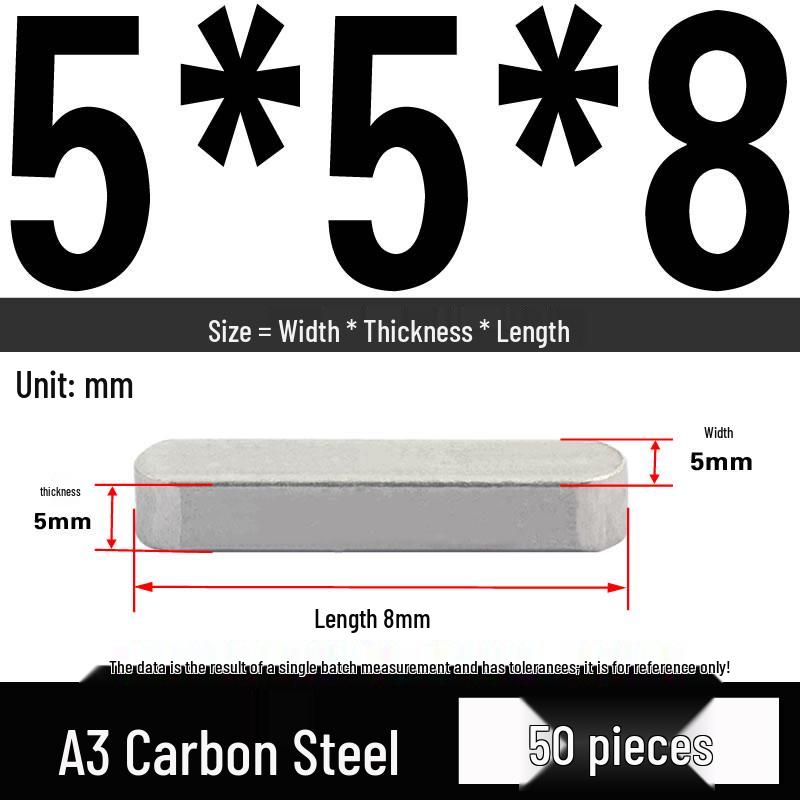 Iron A3 Steel Parallel Key Pin with Round Head - Cotter Key, Keyway Pin, and Shaft Square Key Bar