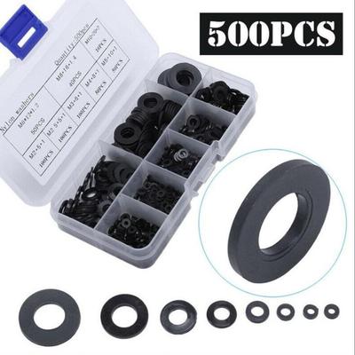 500x O-ring de cauciuc plat din nailon Garnitură Furtun Garnitură de cauciuc pentru reparații M2-M10
