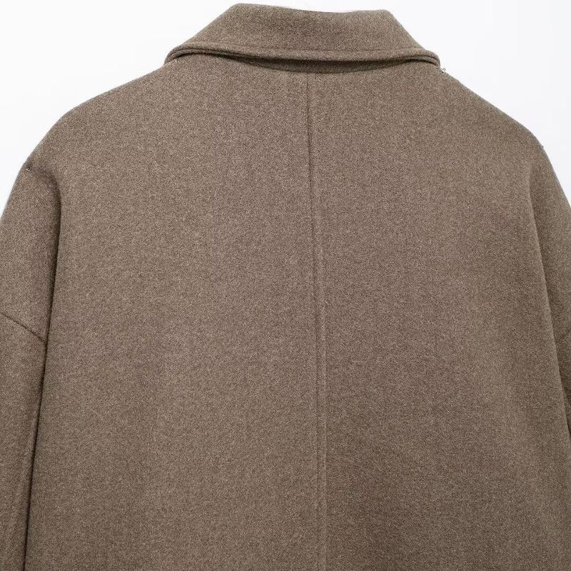 Kaslead New Arrival Women's Clothing Fashion Style Fashion Minimalist All-Matching Short Shirt Collar Woolen Outwear