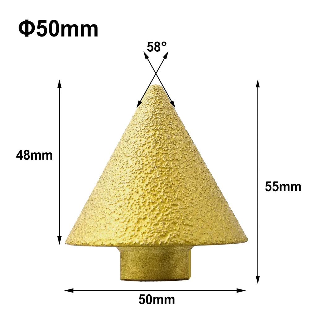 1pc M10 Thread Diamond Chamfer Bits 50/38mm Cone Carve Polishing Grinding Wheel For Porcelain Tiles Cutter Trimming