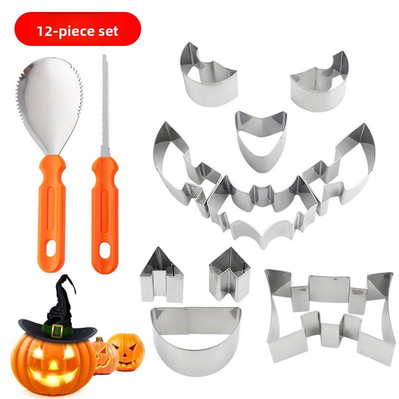 New Year and Halloween pumpkin carving set, stainless steel cookie molds, baking tools, DIY carving tools, knives