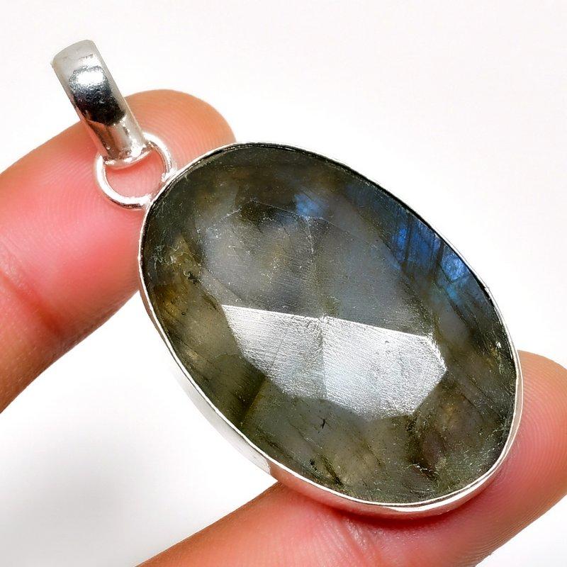 

Ювелирный кулон ручной работы с драгоценным камнем Лабрадорит 925 пробы, посеребренный, 1,96 дюйма