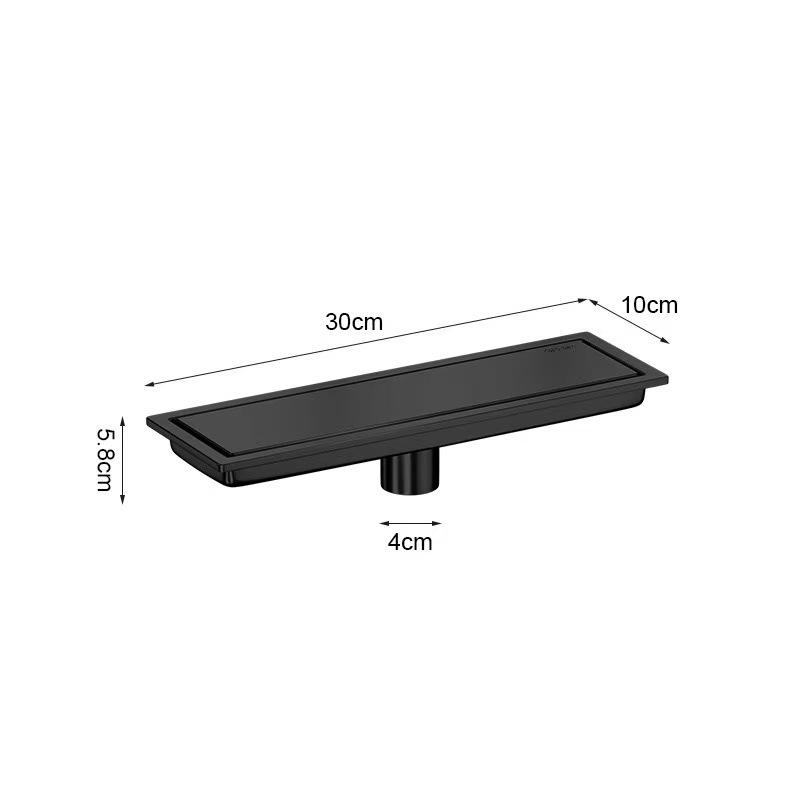 304 Stainless Steel Floor Drain Anti-Odor Bathroom Shower Drainage Rectangle Long Bath Drains for Kithchen Toilet 20-60cm