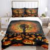 3pc Halloween Pumpkins Cover Set - 1 Quilt Cover + 2 Pillowcases, All Seasons Bedroom Setting, Perfect for Home023