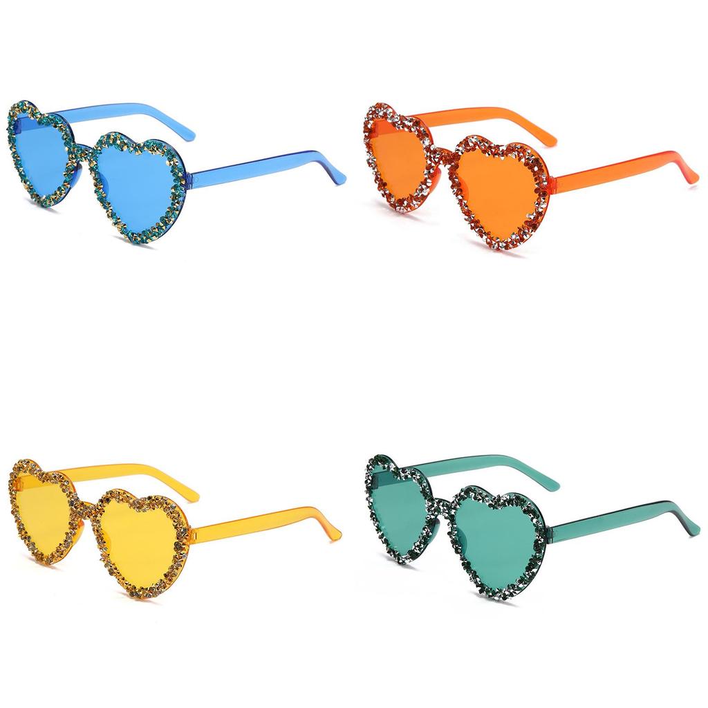 New Unisex Heartshaped Clear Jelly Sunglasses With Handmade Rhinestones For Summer Parties