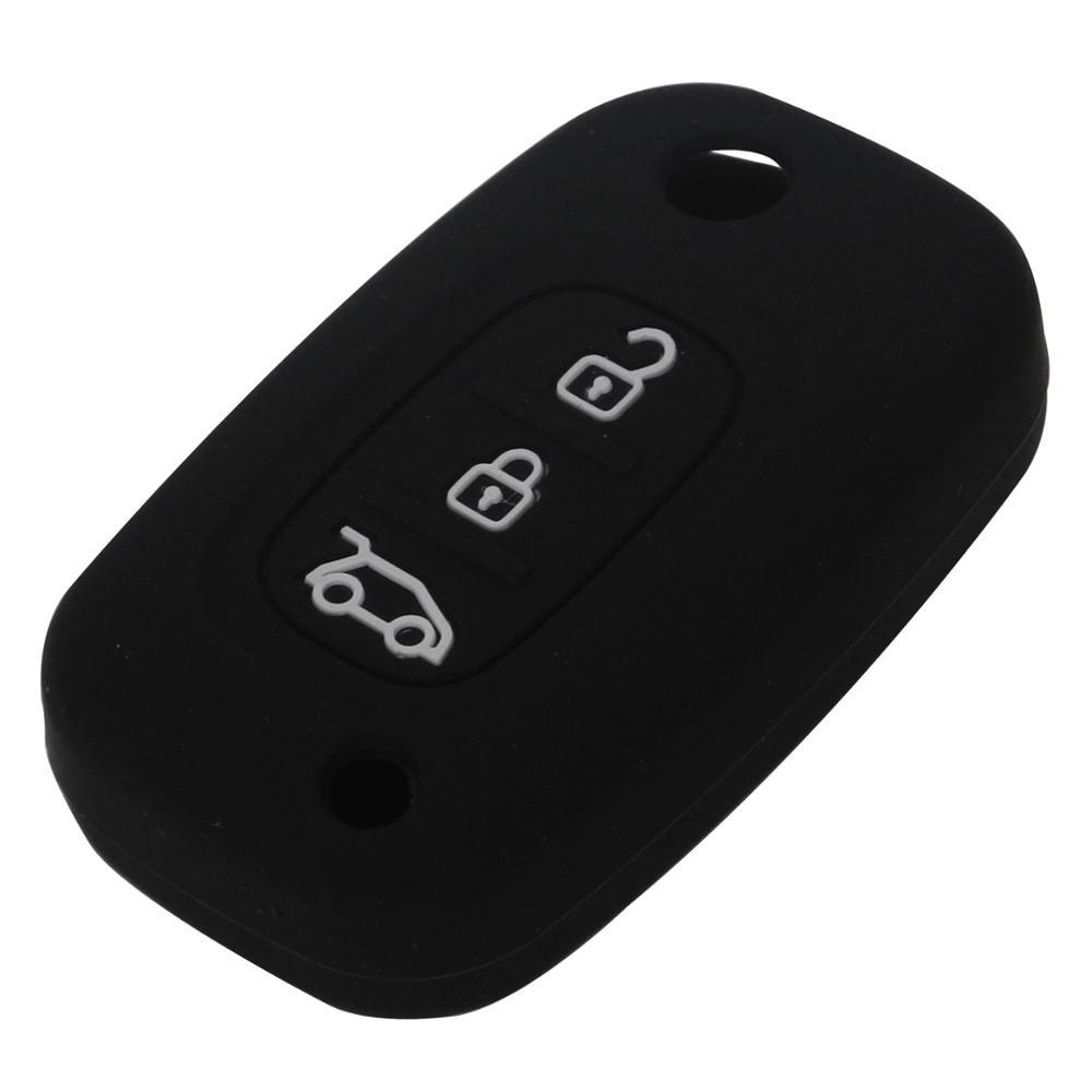 Jingyuqin 3 Buttons Silicone Car Key Case Cover For LADA Priora Sedan Sport Kalina Granta Vesta X-Ray XRay For Renault